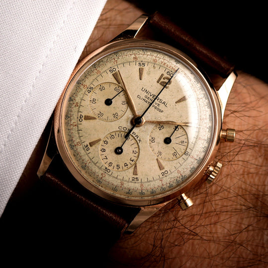 Universal Genève Compax Climate-Proof or rose 18kts -1955-  Réf. 12299  Cal. 481  -1955-