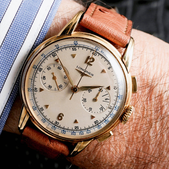 Longines Chronographe 30CH Flyback 37mm or jaune 18kts -1960-  Réf. 5966  Cal. 30CH  -1960-