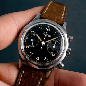 Minerva Chronographe Flyback Spillman Case 38 mm -1945-   Réf.501423 Cal. Valjoux 22  -1945-