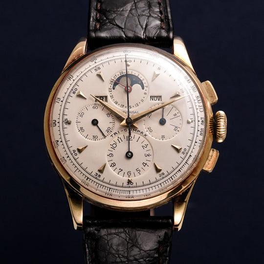 Universal Genève Chronographe Tri-Compax Triple Date Phases de Lune Or Rose 18Kts -1949- Réf.12284 Cal.481 -1949-