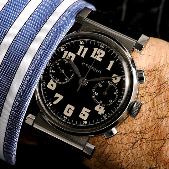 Eterna Chronographe Art Déco Anses Mobiles -1940- Réf.NA Cal.703 / Valjoux 22 -1940-