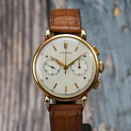 Longines Chronographe Flyback 13ZN 38 MM Or Rose 18kts -1945- Réf.na Cal.13zn -1945-