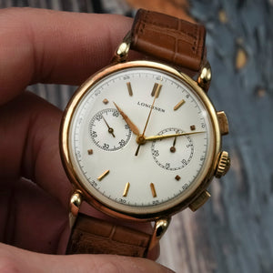 Longines Chronographe Flyback 13ZN 38 MM Or Rose 18kts -1945- Réf.na Cal.13zn -1945-