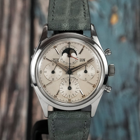 Universal Genève Chronographe Tri-Compax calendrier complet phases de lune -1956- Réf.22297-3 Cal.281 -1956-