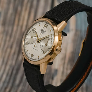 Heuer Chronographe Pre-Carrera Big Eyes or jaune 18k -1949-  Réf.2311 Cal.Valjoux 23 -1949-