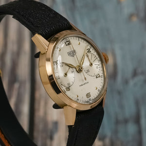Heuer Chronographe Pre-Carrera Big Eyes or jaune 18k -1949-  Réf.2311 Cal.Valjoux 23 -1949-