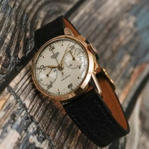 Heuer Chronographe Pre-Carrera Big Eyes or jaune 18k -1949-  Réf.2311 Cal.Valjoux 23 -1949-