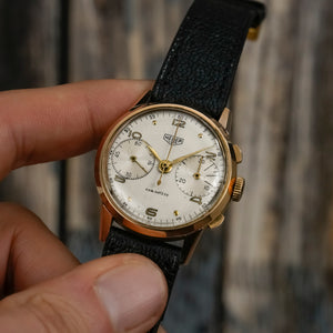 Heuer Chronographe Pre-Carrera Big Eyes or jaune 18k -1949-  Réf.2311 Cal.Valjoux 23 -1949-