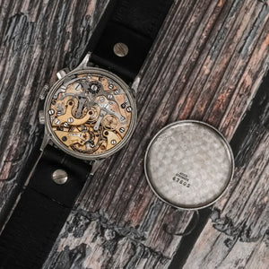 Lemania Chronographe acier jumbo type pilote circa 1945 Réf.NA Cal.15TL -1945-