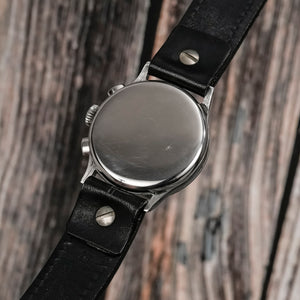 Lemania Chronographe acier jumbo type pilote circa 1945 Réf.NA Cal.15TL -1945-
