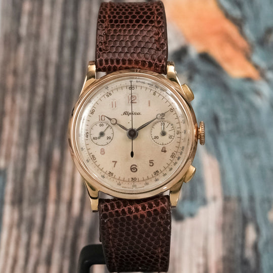 Alpina Chronographe or jaune 18kts -1945- Réf.105407 Cal.Alpina 943/Angelus 215 -1945-