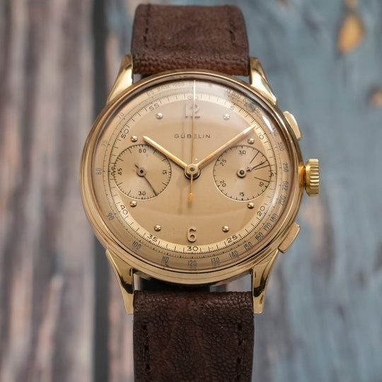 Gubelin Chronographe Bi-Compax 36 mm or jaune 18k -1950- Réf.Na Cal.Valjoux 22 -1950-
