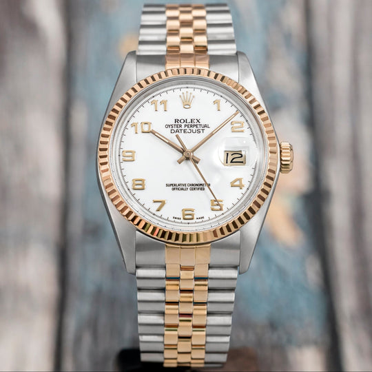 Rolex Datejust 36 or/acier cadran porcelaine -1987- Réf.16013 Cal.Automatique 3035 -1987-