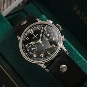 Lemania Chronographe acier jumbo type pilote circa 1945 Réf.NA Cal.15TL -1945-