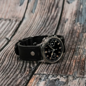 Lemania Chronographe acier jumbo type pilote circa 1945 Réf.NA Cal.15TL -1945-