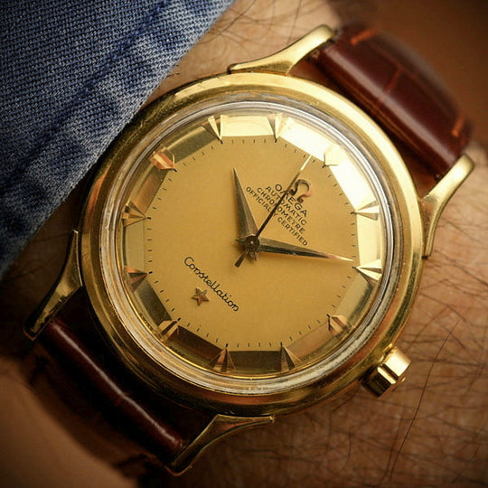Omega Constellation de Luxe Pie Pan “Mirror” dial automatique or jaune 18kts -1952-  Réf. 2699  Cal. 354  -1952-