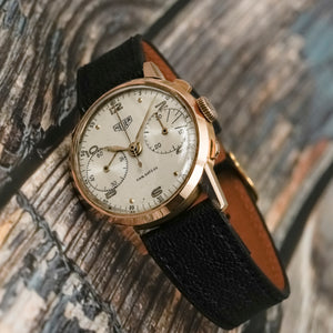 Heuer Chronographe Pre-Carrera Big Eyes or jaune 18k -1949-  Réf.2311 Cal.Valjoux 23 -1949-