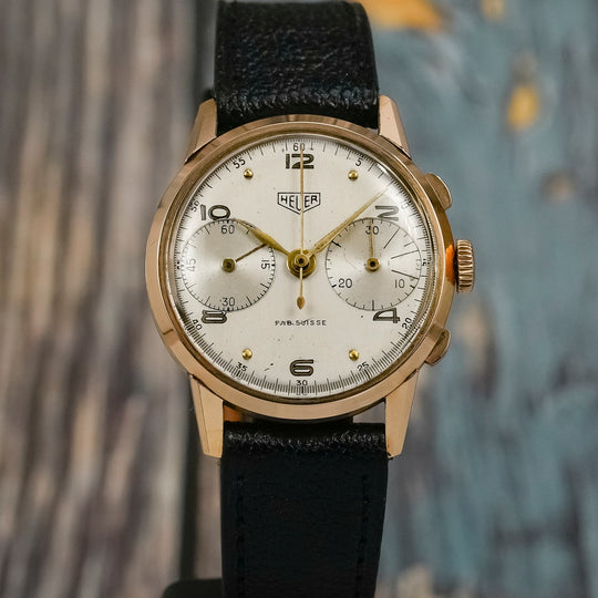 Heuer Chronographe Pre-Carrera Big Eyes or jaune 18k -1949-  Réf.2311 Cal.Valjoux 23 -1949-