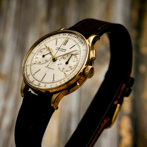 Movado Chronographe Double Signature "Mappin & Webb" Or Jaune 18kts -1940- Réf.9002 Cal.M90 -1940-