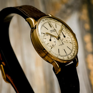 Movado Chronographe Double Signature "Mappin & Webb" Or Jaune 18kts -1940- Réf.9002 Cal.M90 -1940-