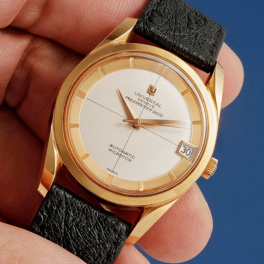 Universal Genève  Polerouter Date Automatic Micro rotor Or Rose 18kts  Réf. 104503-2  Cal. UG 215-1   -1959-