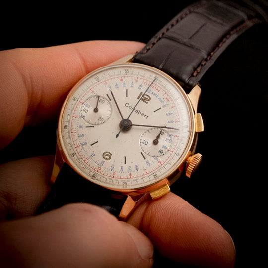 Cortébert Chronographe Télémètre or jaune 18kts -1947-   Cal. L39  -1947-