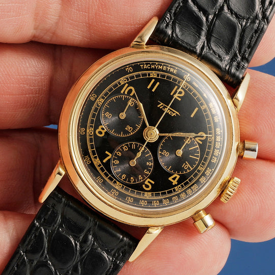 Tissot Chronographe CH27 "Gilt Dial" Or Jaune 18kts   Cal. C27- 41H  -1946-
