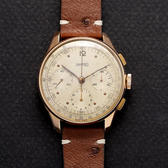 Eberhard & Co Chronographe 3 registres Valjoux 72 or rose 18Kts  -1954-