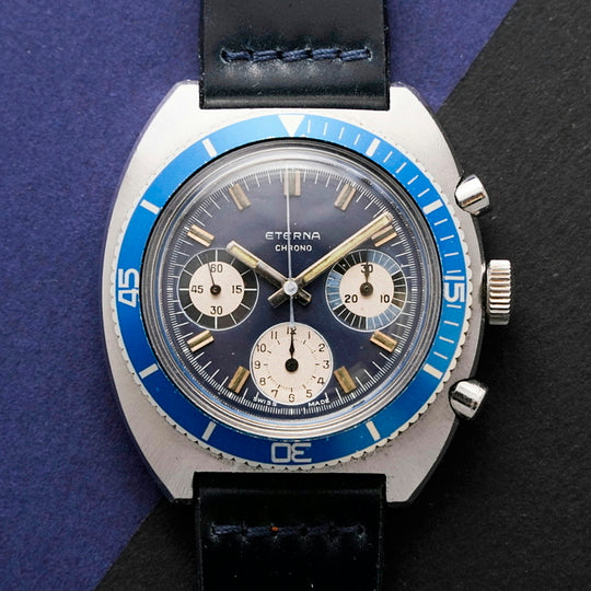 Eterna Chronographe Tri-Compax acier inoxydable Réf. 154 FTP-7  Valjoux 72  -1967-