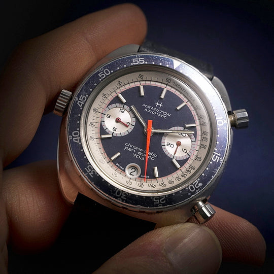 Hamilton Chrono-Matic Pan Europ 703 Acier Réf.11003-3 Cal.11 Micro rotor-1969-