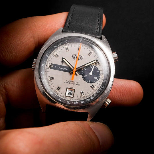 Chronographe Heuer Carrera Acier Réf.1553 S Cal.15 Chronomatic-Micro Rotor -1972-