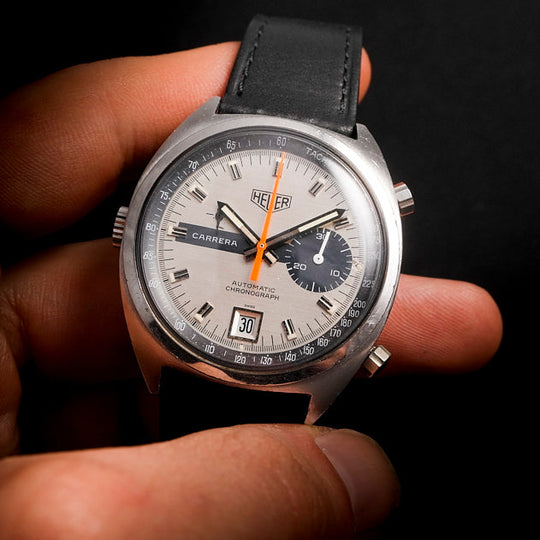 Chronographe Heuer Carrera Acier Réf.1553 S Cal.15 Chronomatic-Micro Rotor -1972-