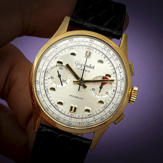Gigandet Vintage Chronographe jumbo 37 mm or jaune 18kts  Réf.1375  Cal. 248 -1968-