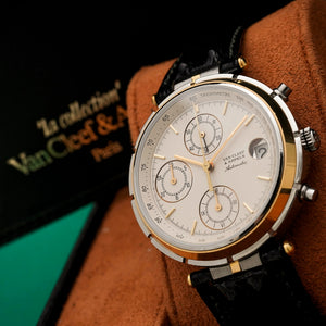 Van Cleef & Arpels Le Chronographe Or & Acier Réf. 424.023 Cal Jaeger Lecoultre 889 -2000-