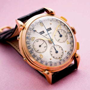 Libana Chronographe Triple Date Or Rose 18kts 38 mm -1948-Réf. 12011  Cal. Valjoux 72C  -1948-