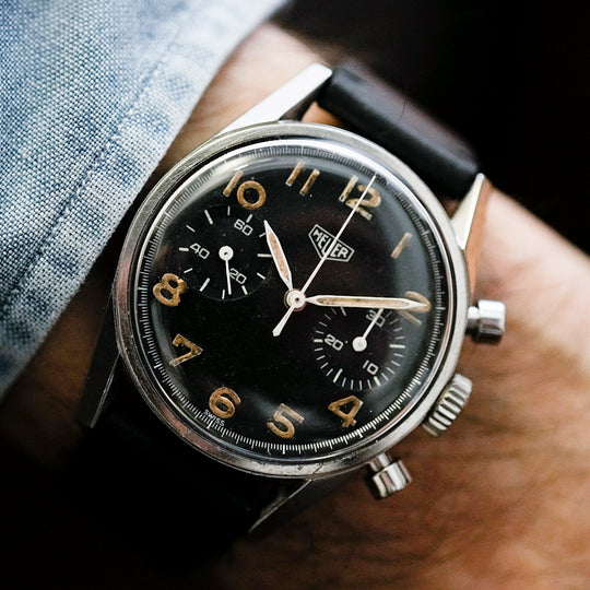 Heuer Chronographe Carrera 30 Belgium Air Force -1970-  Réf. 7753  Cal. Valjoux 7733  -1970-