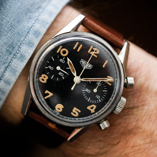 Heuer Chronographe Carrera 30 Belgium Air Force -1970-  Réf. 7753  Cal. Valjoux 7733  -1970-