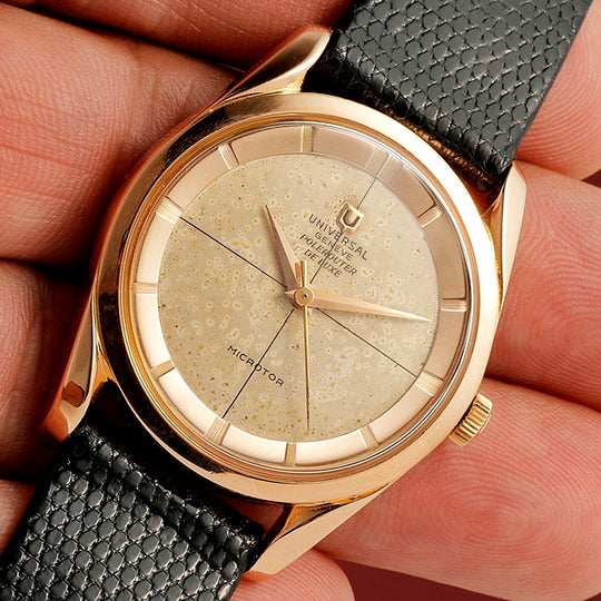 Universal Genève Polerouter De Luxe or rose 18kts  Réf.10357 2  Cal. 215 Microtor (Micro Rotor)  -1956-