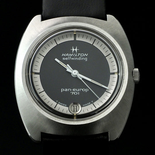 Hamilton pan europ 701 acier inoxydable Cal.64 Réf.64058-3 -1970 -