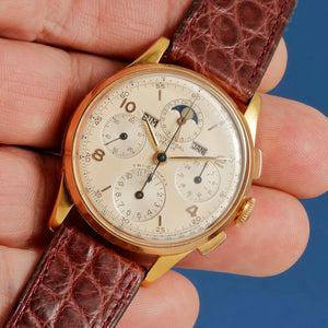Universal Genève  Chronographe Tri-compax or rose 18kts 37 mm -1948-  Réf. 12552  Cal. 287  -1948-