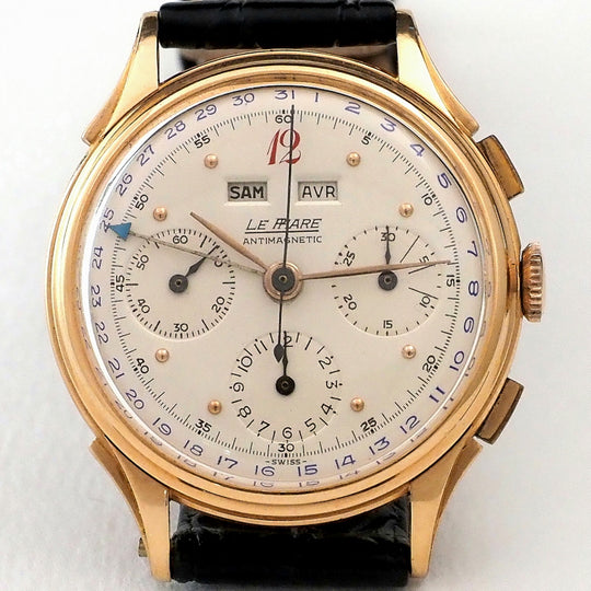 Le Phare Chronographe Triple Date Or Rose 18Kts CaL.Valjoux 72C Réf.3121-1954-