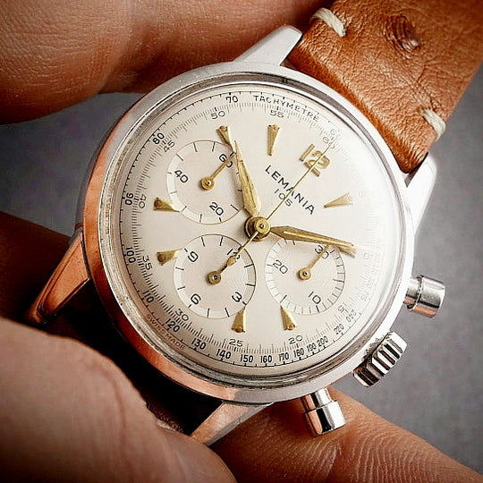 Chronographe Acier inoxydable Lemania 105 35x35mm Réf.805-2 Cal.1280 -1957-