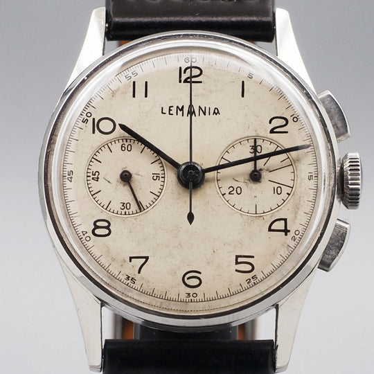 Chronographe Lemania Acier inoxydable Réf.10612 Calibre LWC 13 Ch/ Omega 28.9T2-1946-
