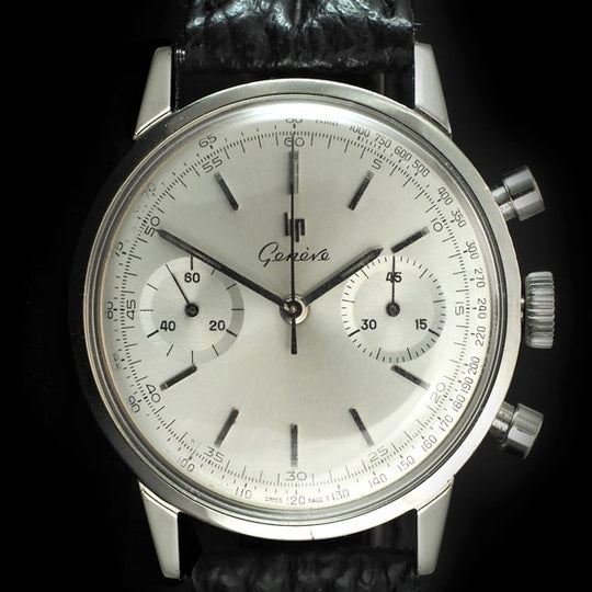 Chronographe Lip Genève Acier 36x36mm Réf.9968 Cal. Lip R830 (venus 188)-1965-