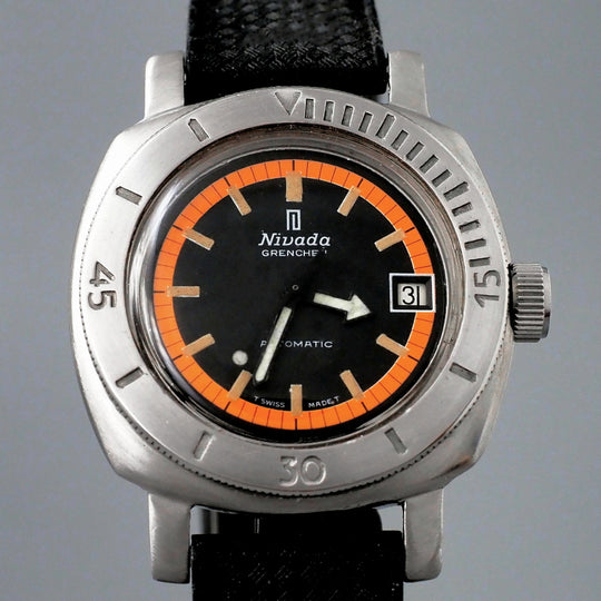 Nivada Grenchen Depthmaster 1000 "Mini Panerai" acier inoxydable Réf.57024 -1968-