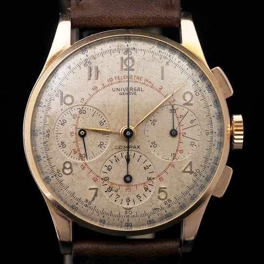 Chronographe Universal Genève Compax F.A.B. or rose 18Kts Réf.124107 -1949-
