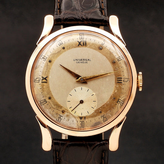 Universal Genève Oversized Fancy Lugs plaqué or rose 18Kts Réf.41231 Cal.262  -1951-