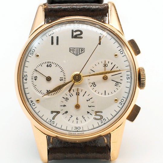 Heuer Chronographe Or Rose 18Kts Cal.Valjoux 72 -1950-
